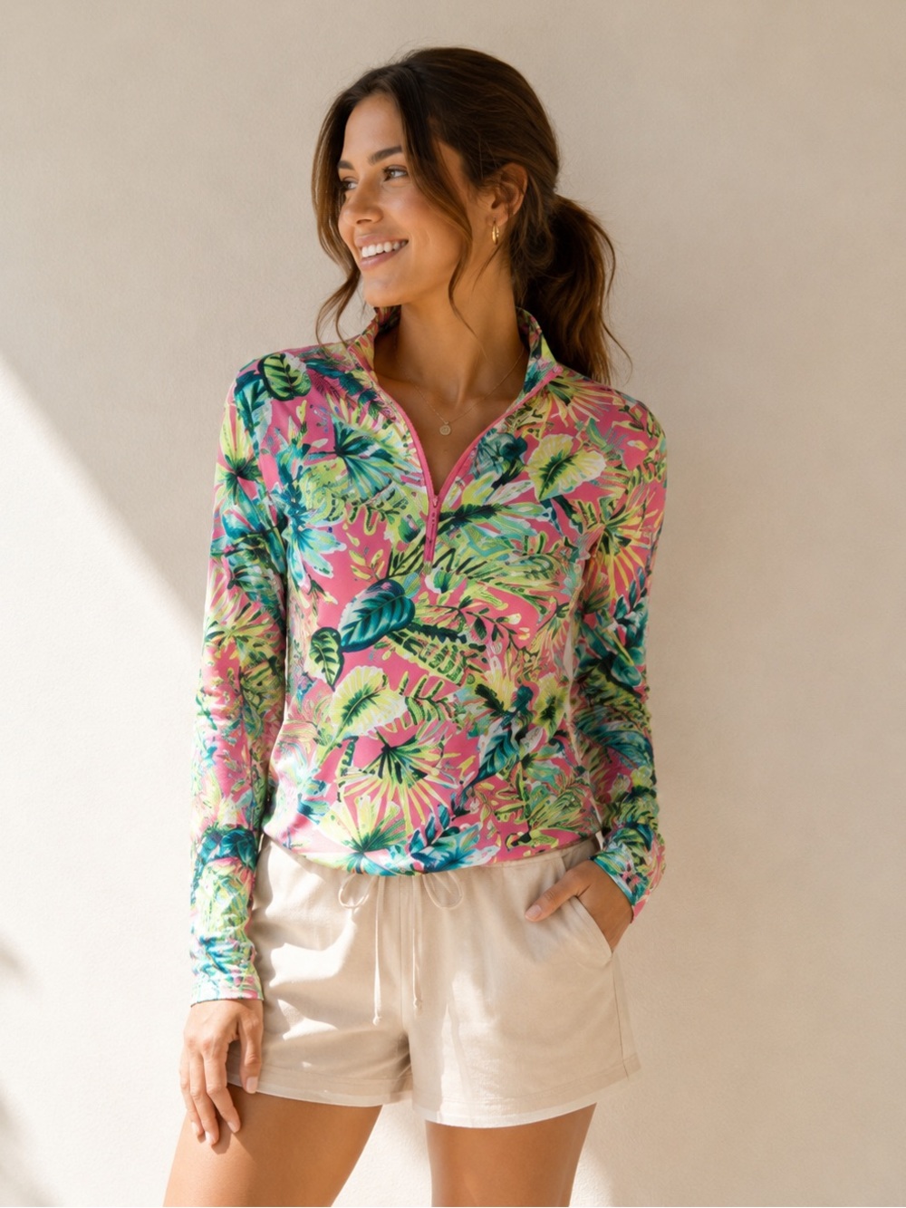 🎉LAST PIECE🎉TOMMY BAHAMA Upf 50‎ Printed Golf Quarter Zip Long Sleeve Popover
